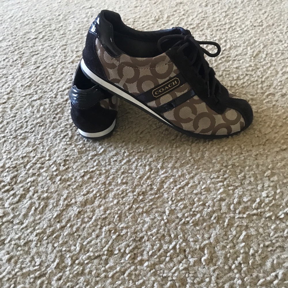 Coach sneakers (brown/block shape) size 7 fits 7.5